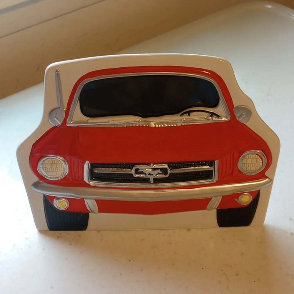 Vintage Ceramic Red Ford Mustang Car 3D Picture Frame